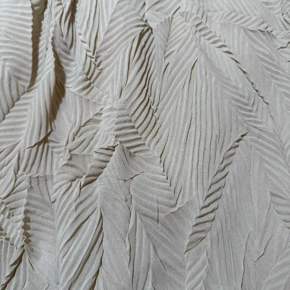 Vintage Han Feng Pleated Mini Skirt Textured Semi Sheer Cream USA Size Small